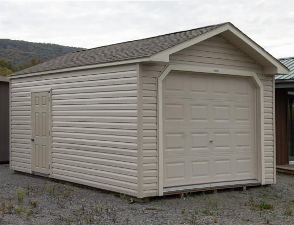 12x18 Peak Roof One-Car Garage with Vinyl Siding From Pine Creek Structures of Spring Glen